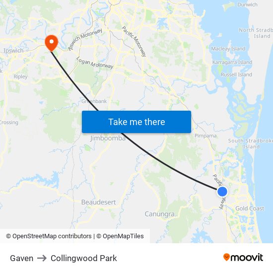 Gaven to Collingwood Park map