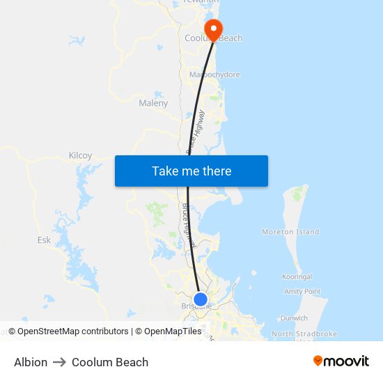 Albion to Coolum Beach map