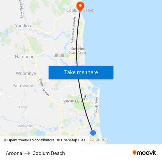 Aroona to Coolum Beach map