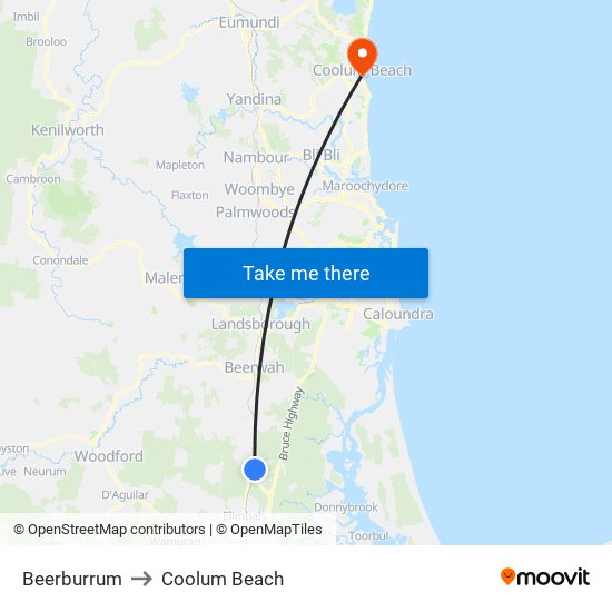 Beerburrum to Coolum Beach map