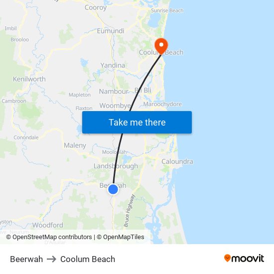 Beerwah to Coolum Beach map