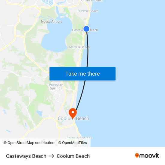 Castaways Beach to Coolum Beach map