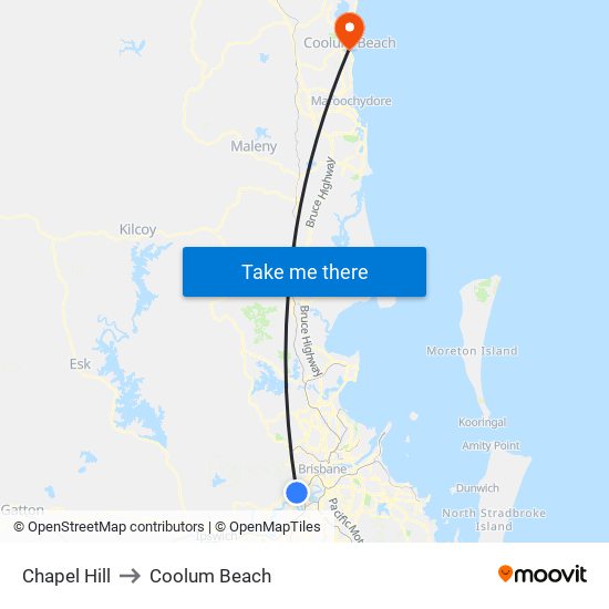 Chapel Hill to Coolum Beach map