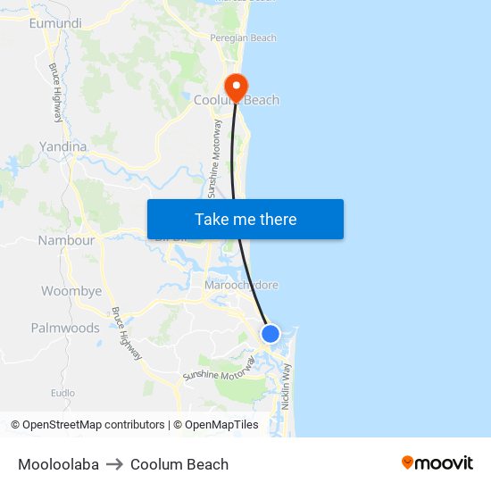 Mooloolaba to Coolum Beach map