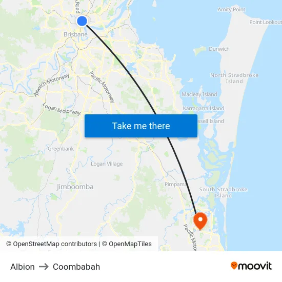 Albion to Coombabah map