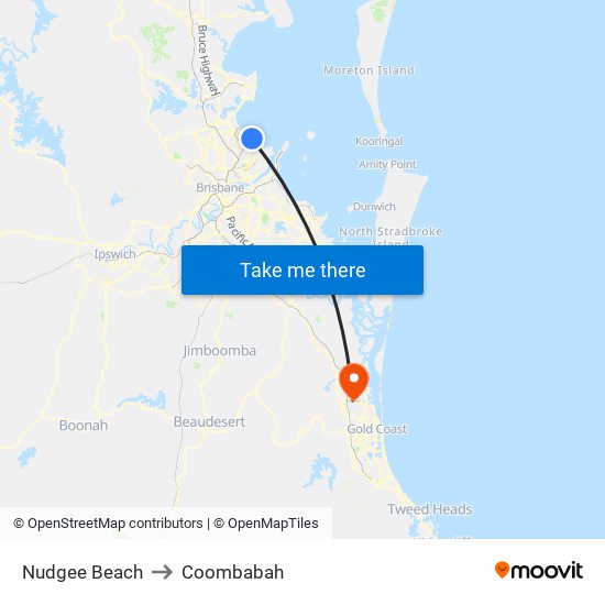 Nudgee Beach to Coombabah map