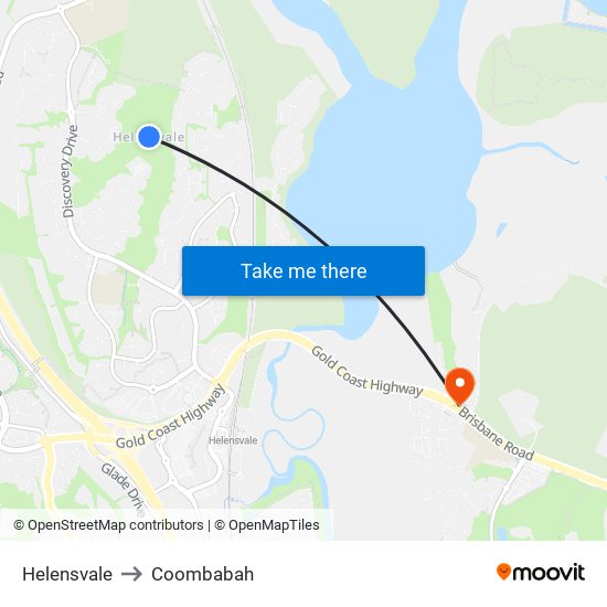 Helensvale to Coombabah map