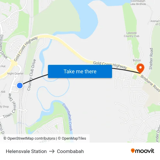 Helensvale Station to Coombabah map