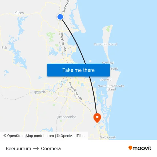 Beerburrum to Coomera map