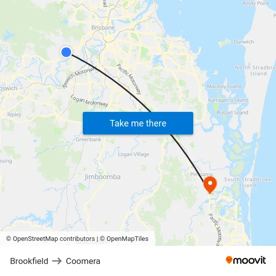 Brookfield to Coomera map