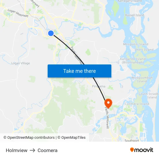 Holmview to Coomera map