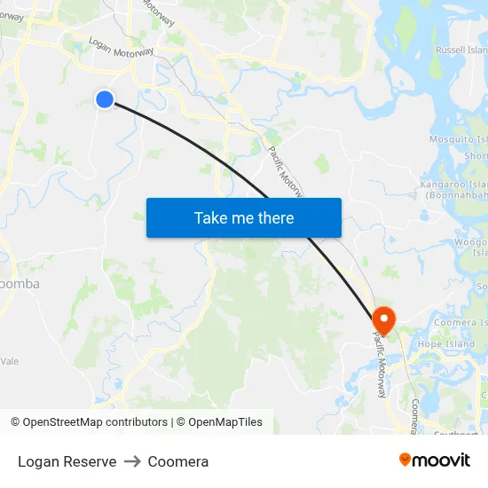 Logan Reserve to Coomera map