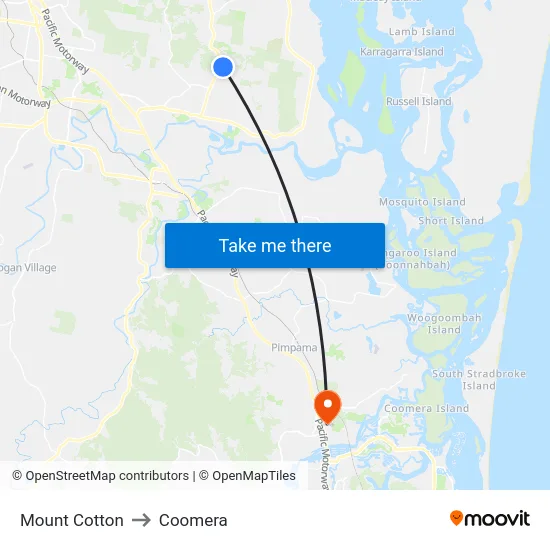 Mount Cotton to Coomera map