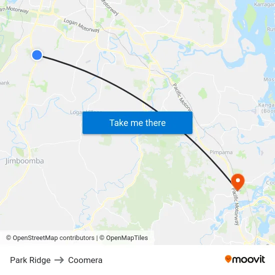 Park Ridge to Coomera map