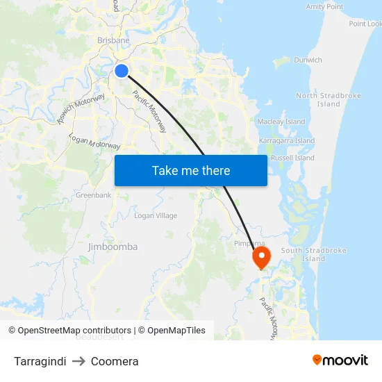 Tarragindi to Coomera map