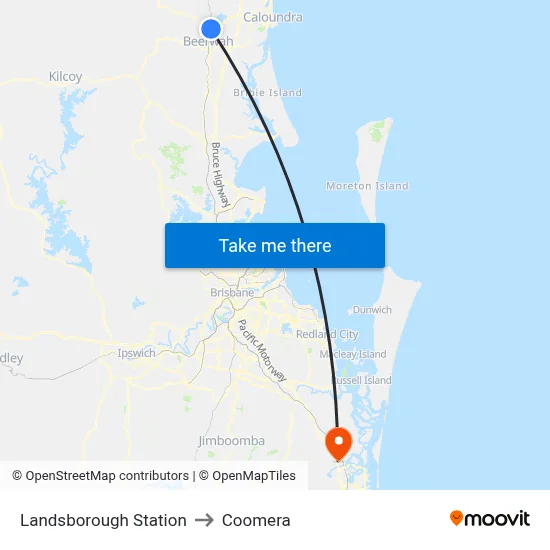 Landsborough Station to Coomera map