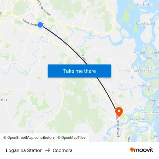 Loganlea Station to Coomera map