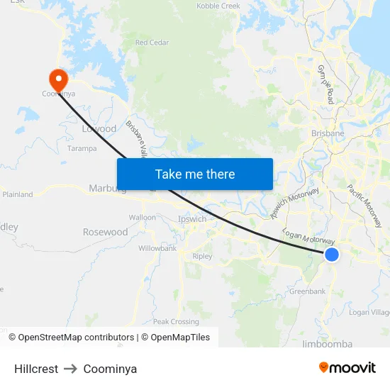 Hillcrest to Coominya map