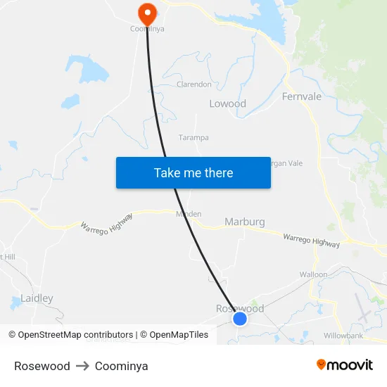 Rosewood to Coominya map