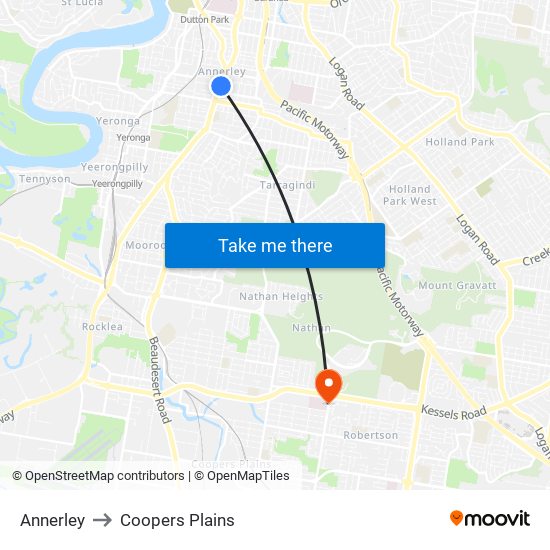 Annerley to Coopers Plains map