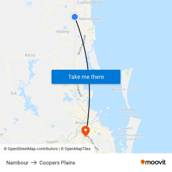 Nambour to Coopers Plains map