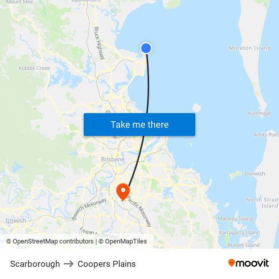Scarborough to Coopers Plains map