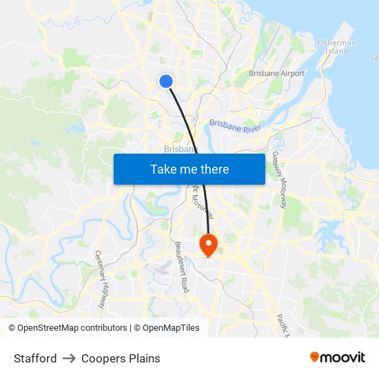 Stafford to Coopers Plains map