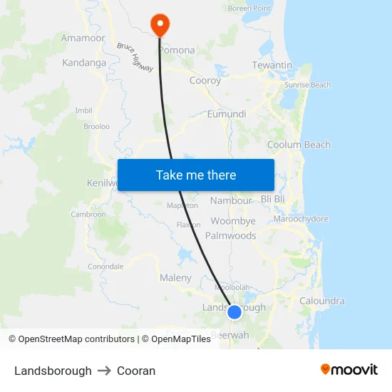 Landsborough to Cooran map