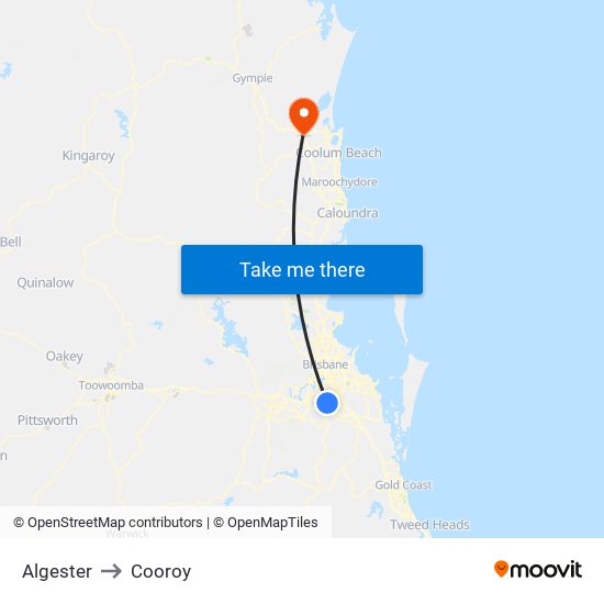 Algester to Cooroy map