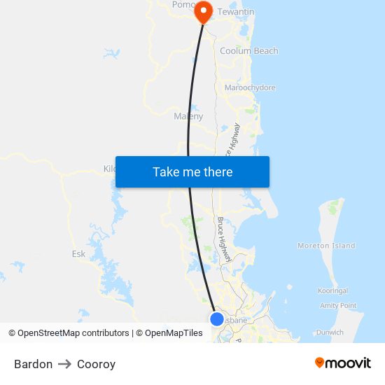 Bardon to Cooroy map