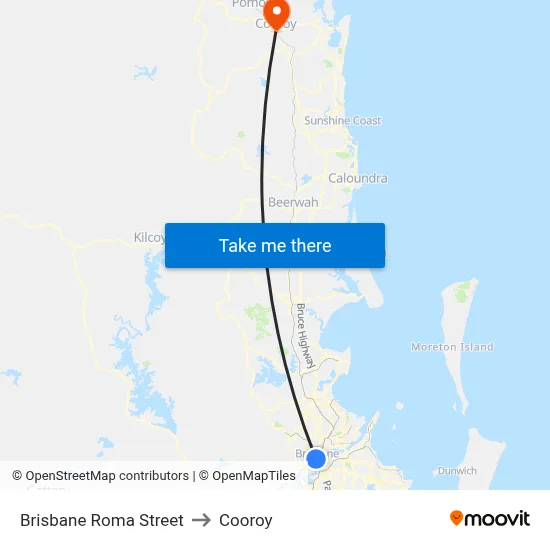 Brisbane Roma Street to Cooroy map