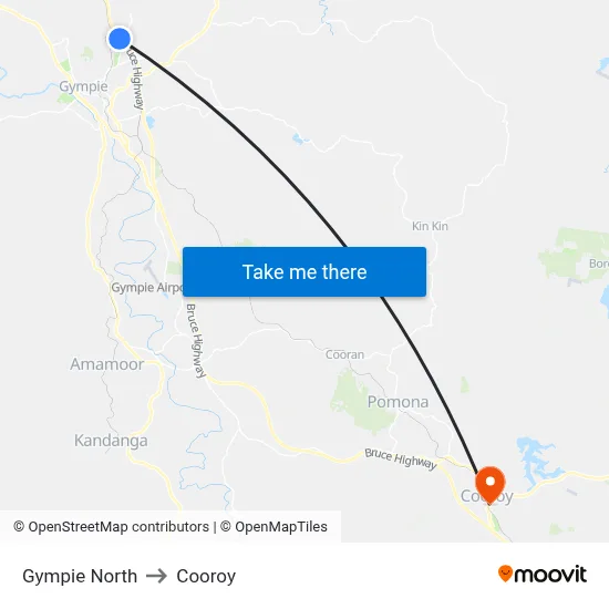 Gympie North to Cooroy map