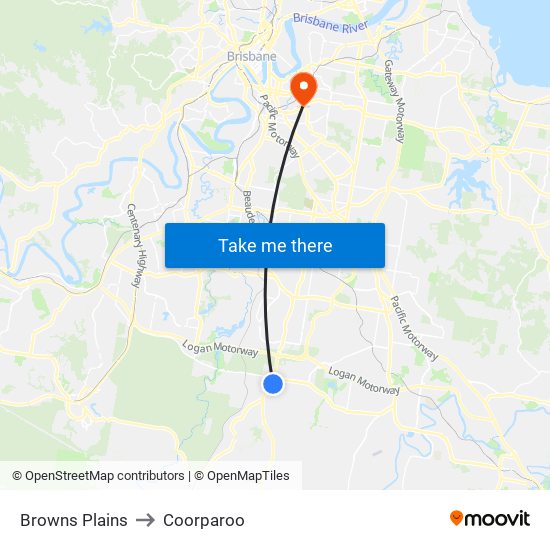 Browns Plains to Coorparoo map