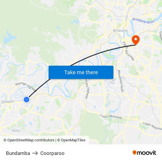 Bundamba to Coorparoo map