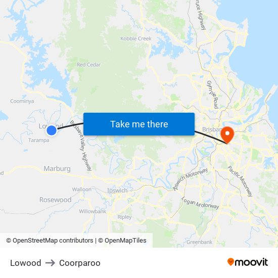 Lowood to Coorparoo map