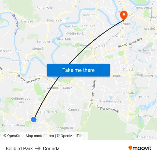 Bellbird Park to Corinda map