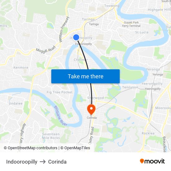 Indooroopilly to Corinda map