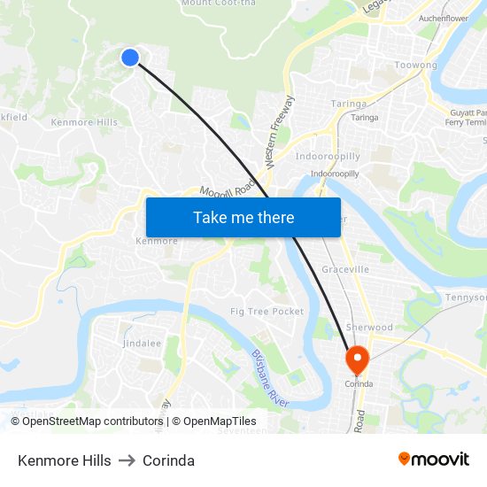 Kenmore Hills to Corinda map