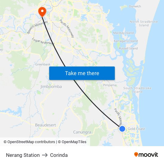 Nerang Station to Corinda map