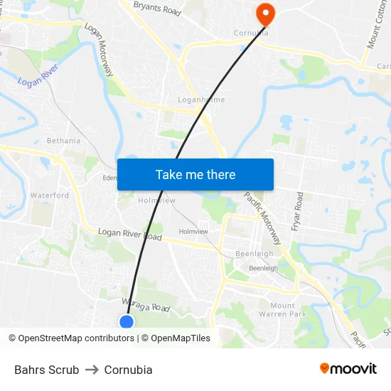 Bahrs Scrub to Cornubia map