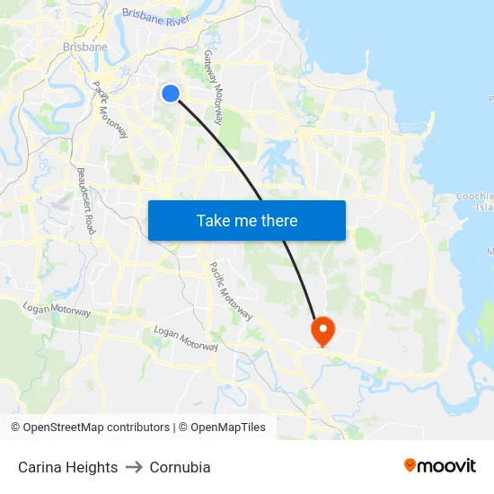 Carina Heights to Cornubia map
