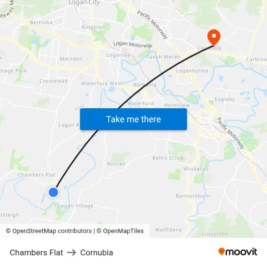 Chambers Flat to Cornubia map