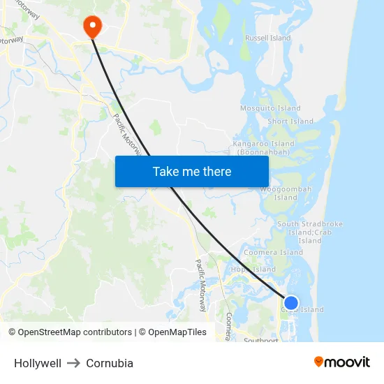 Hollywell to Cornubia map