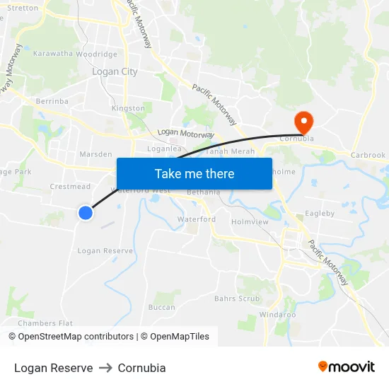 Logan Reserve to Cornubia map