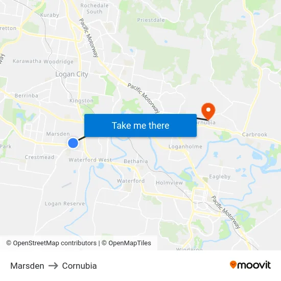 Marsden to Cornubia map