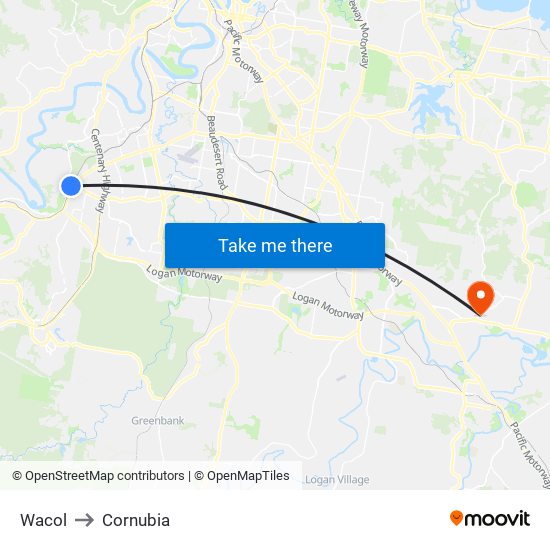 Wacol to Cornubia map