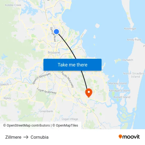 Zillmere to Cornubia map