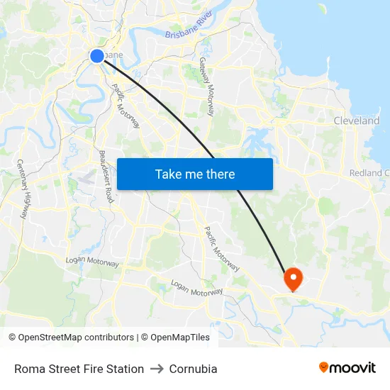 Roma Street Fire Station to Cornubia map