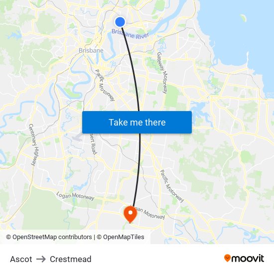 Ascot to Crestmead map