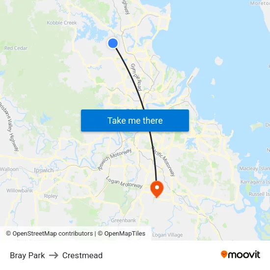 Bray Park to Crestmead map